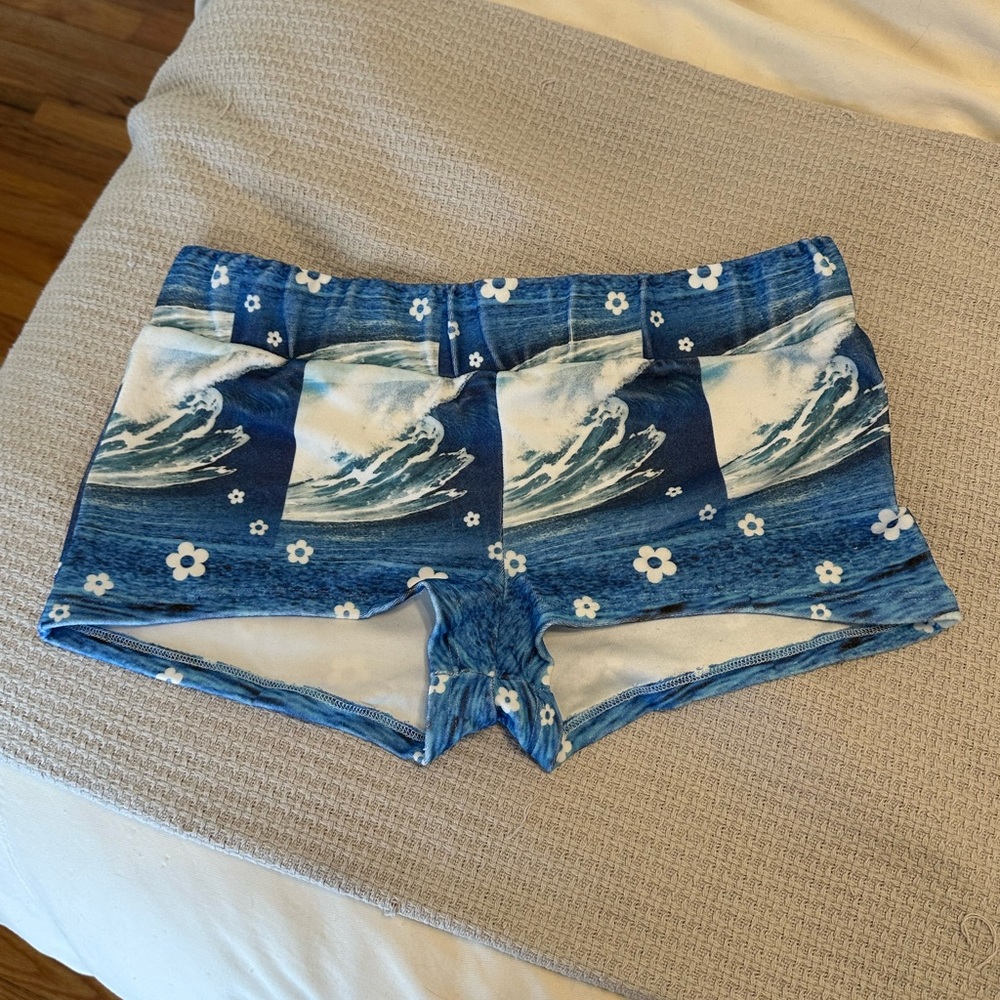 Blue Tides Blue Crush Terry Boy Shorts by Frankies Bikinis